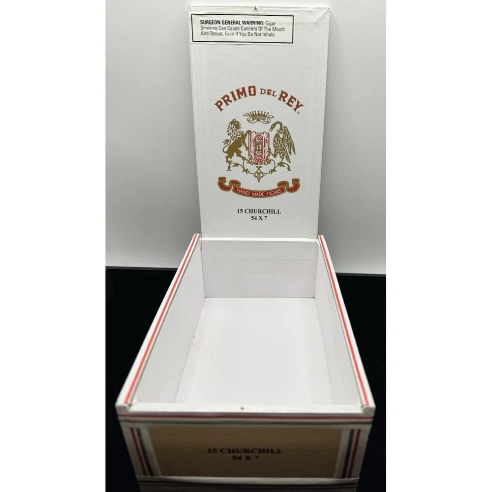 Primo del Rey Cigar Box Empty Wooden Humidor Style Box 15 Churchill Decor Storag
